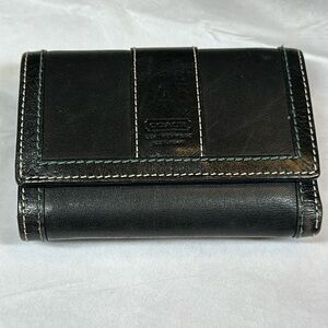 Vintage black coach mini wallet tri fold snap close